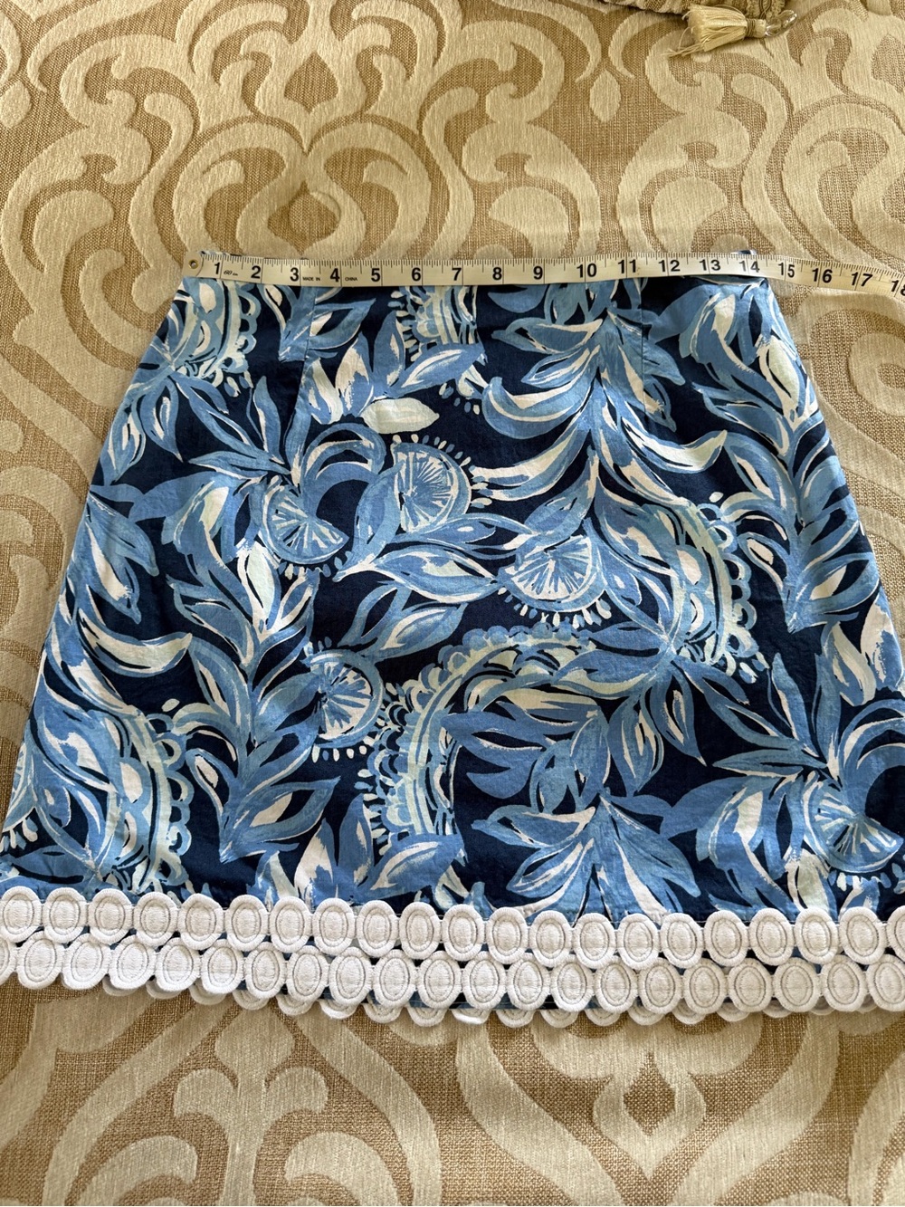 Lilly Pulitzer Size 4 Blue Tropical Floral Embroidered Trim Mini Skirt - Picture 9 of 16